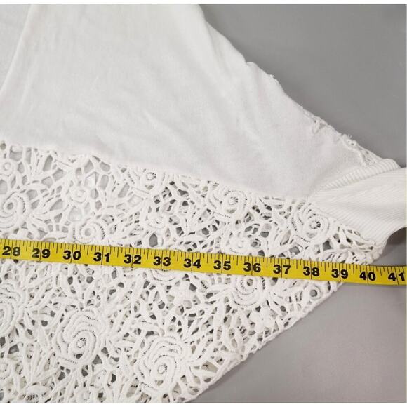 KOBI HALPERIN Open Front Cardigan Womens Small White Lace Crochet Wrap Draped - Picture 14 of 16